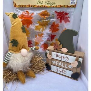 🍁 Fall Harvest Gnome Décor Set with LED Light & Happy Fall Y’all Sign🍁